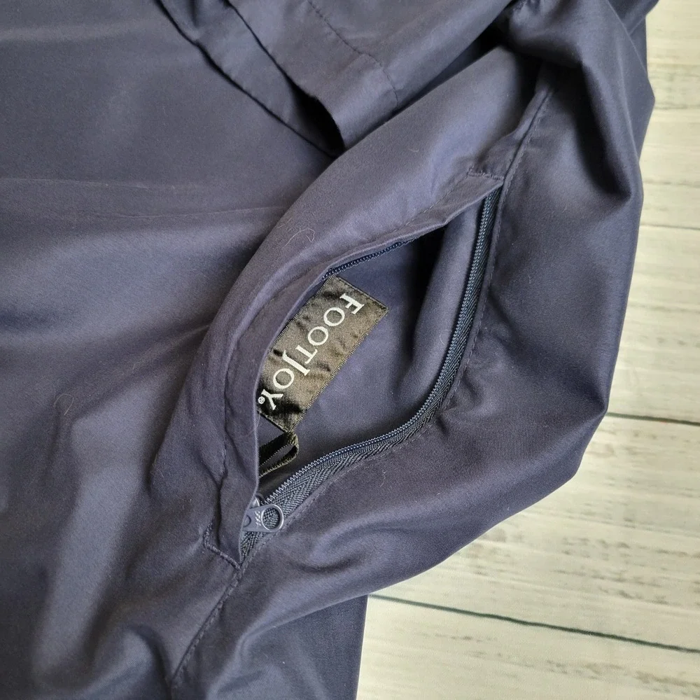 FootJoy Wind Shirt Mens Large Navy Blue Golf Short Sleeve Pullover Jacket Pocket
